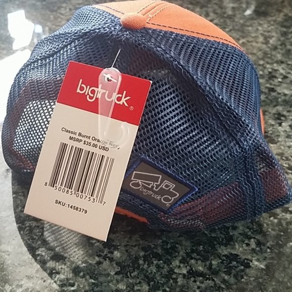 NEW bigTruck Cap Hat Orange Navy Blue